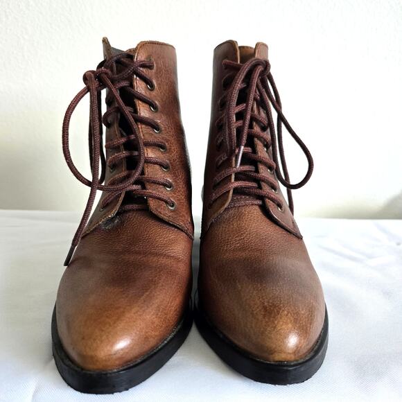 Jeffrey Campbel Zephyr Lace Up Ankle Boot Brown Leather Size 8 Cottagecore - Picture 3 of 7